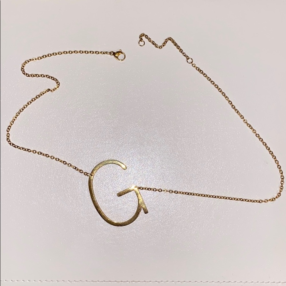 Large letter G necklace gold plated